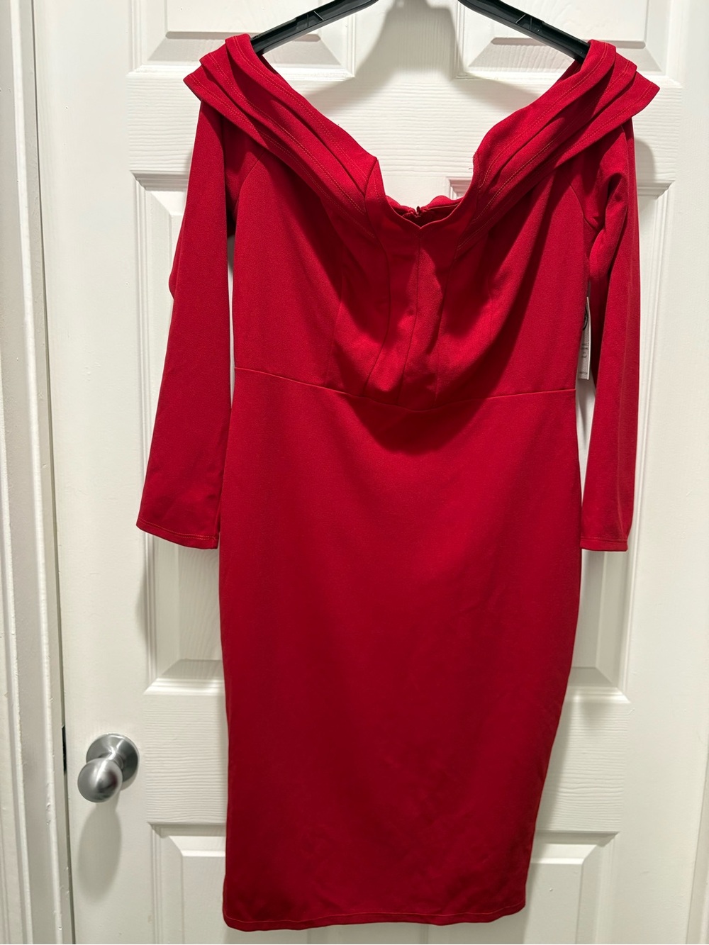Fashion to Figure Red Off-the-Shoulder Midi Bodycon Dress